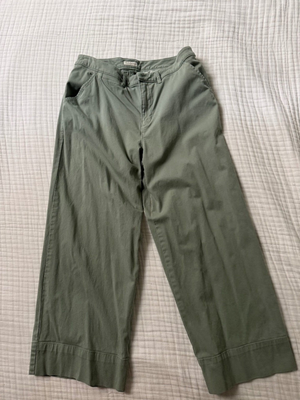 Garnet Hill Cropped Wide-Leg khaki green Chinos
